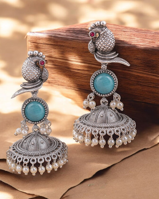 Peacock long earring