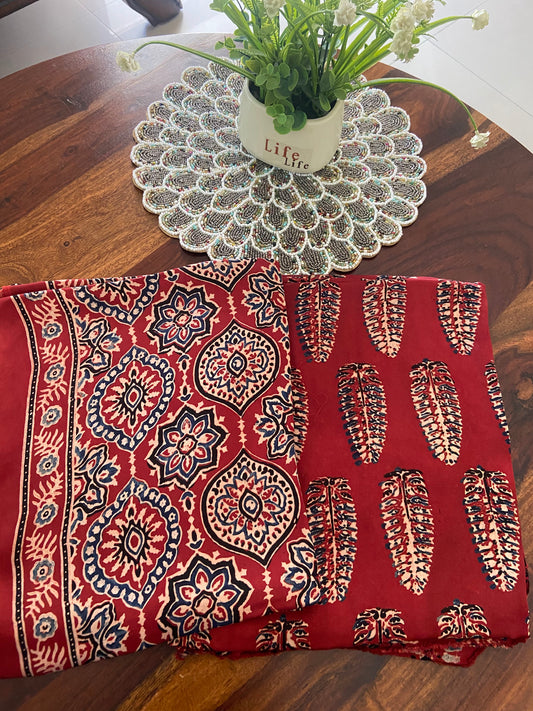 Ajrakh Handblock printed Modal silk suit ( Top and Dupatta)
