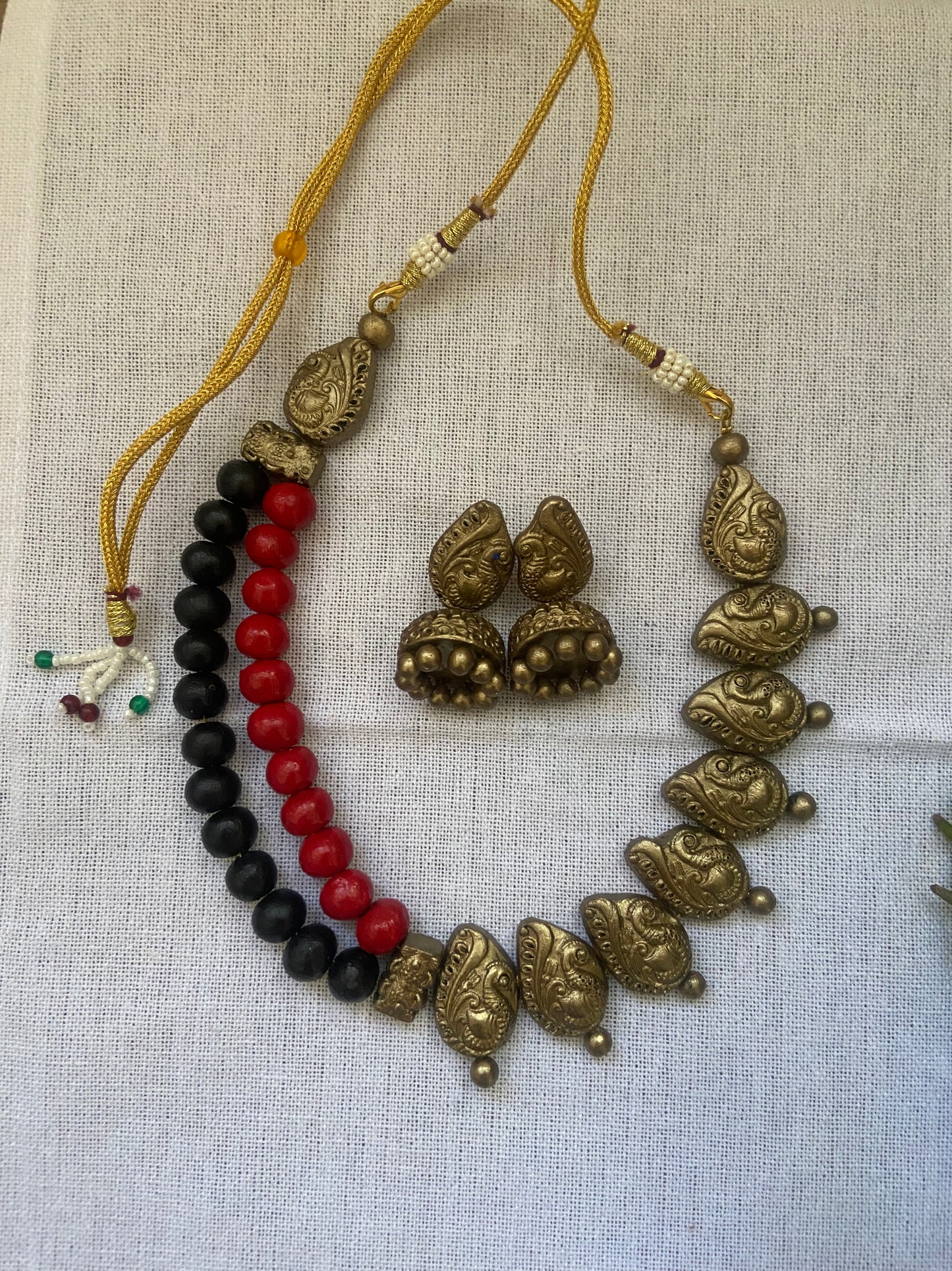 Terracotta necklace with Jhumka set