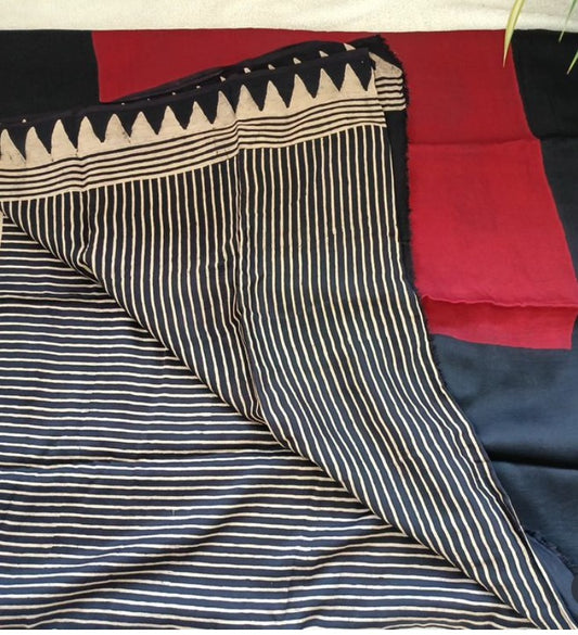 Ajrakh modal silk saree with natural dye(Made to Order)