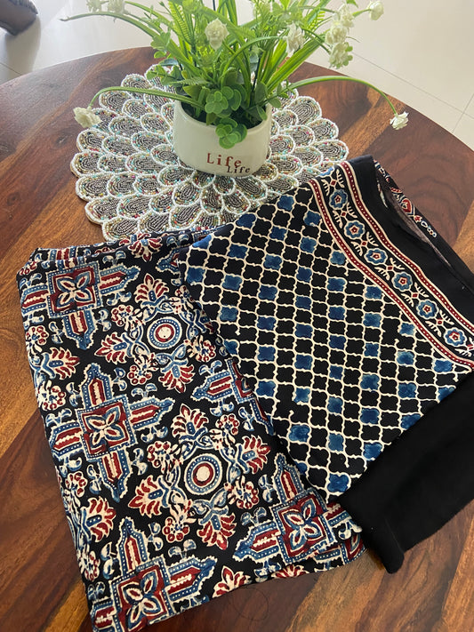 Ajrakh Handblock printed Modal silk suit (Top and Dupatta)