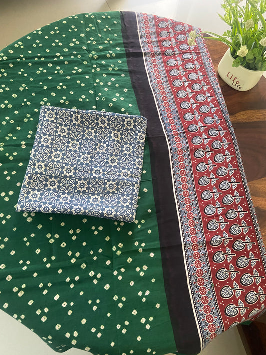 Ajrakh Bandhini cotton sarees