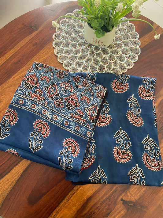 Ajrakh Handblock printed modal silk suit set (Top and Dupatta)