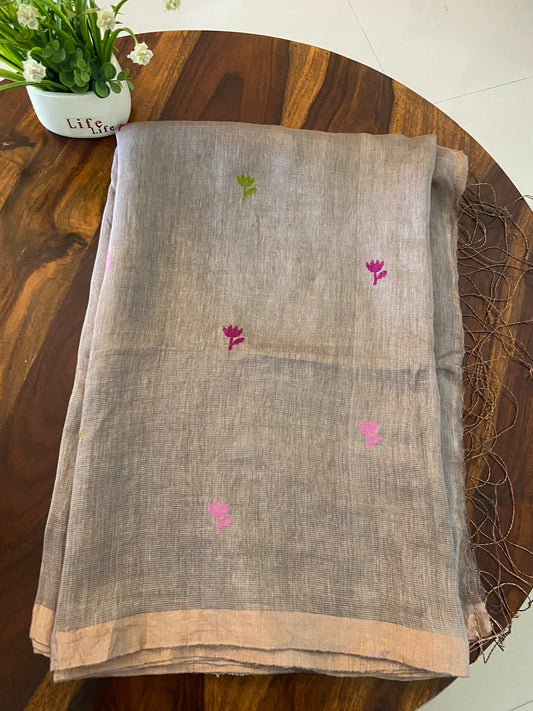 Pure Linen tissue handloom silk saree