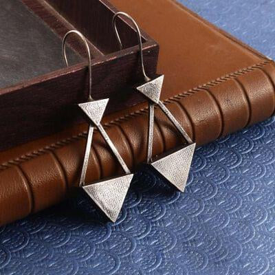 Brass triangle hoop earring