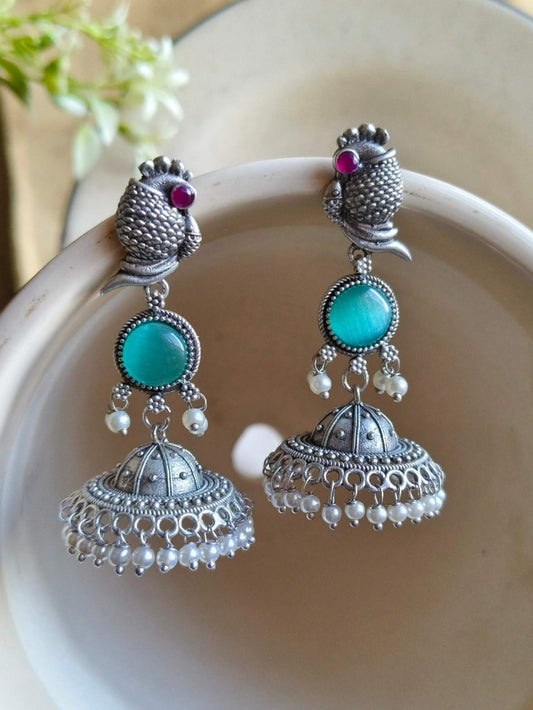 Peacock long earring