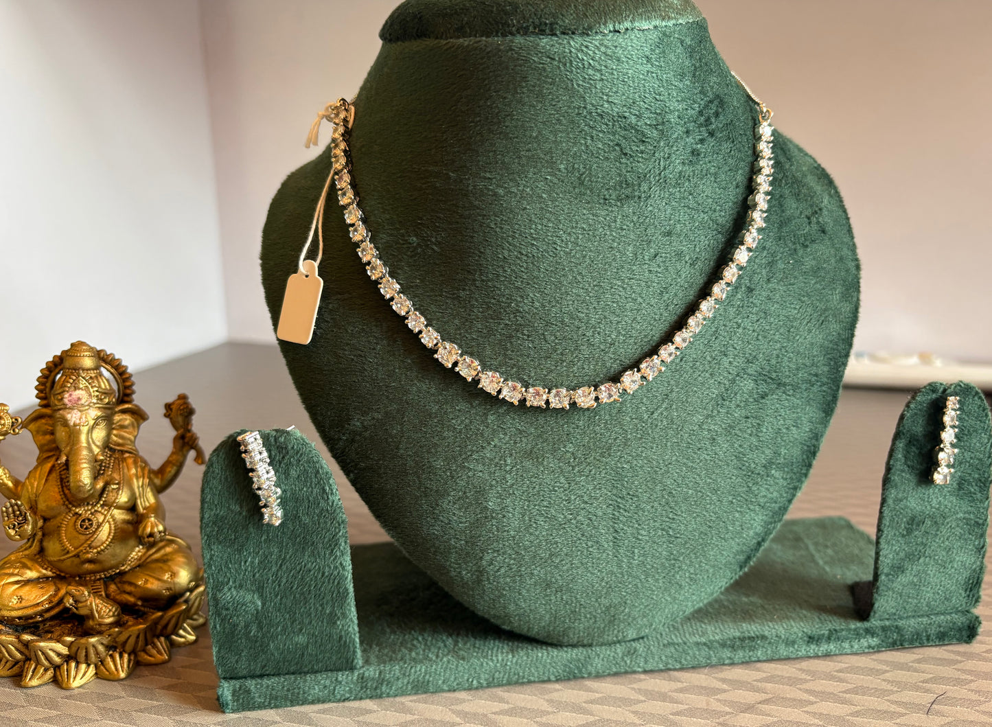 Single layer AD stone necklace