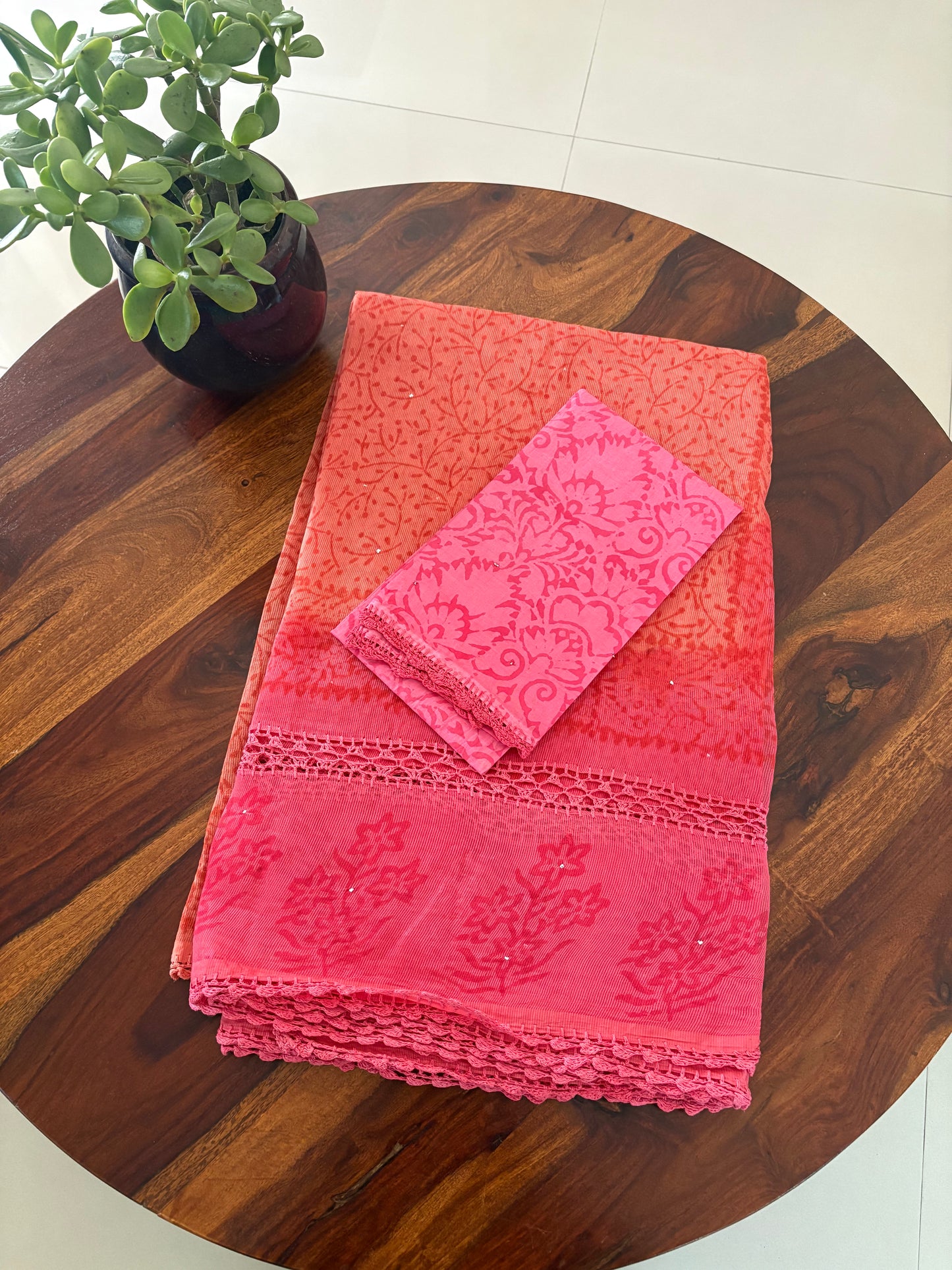 Kota crochet Handblock printed saree