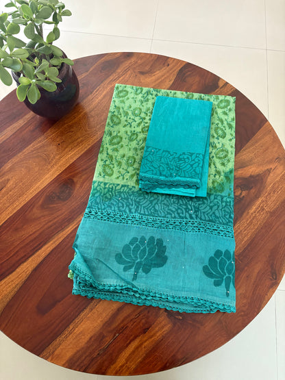 Kota crochet Handblock printed saree