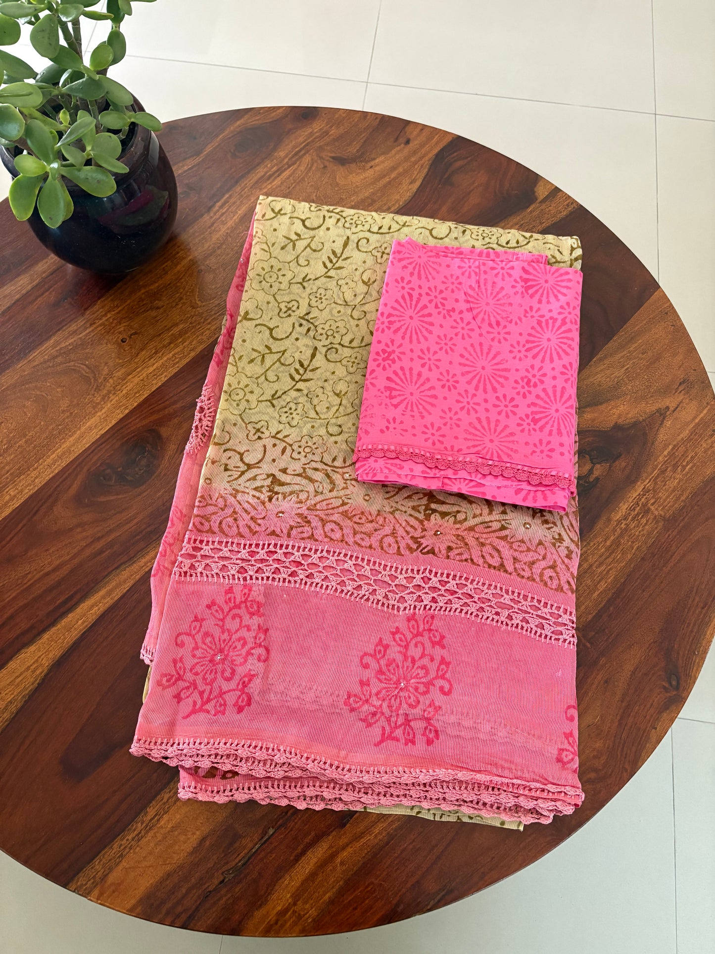 Kota crochet Handblock printed saree