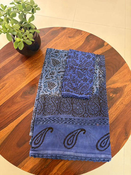 Kota crochet Handblock printed saree