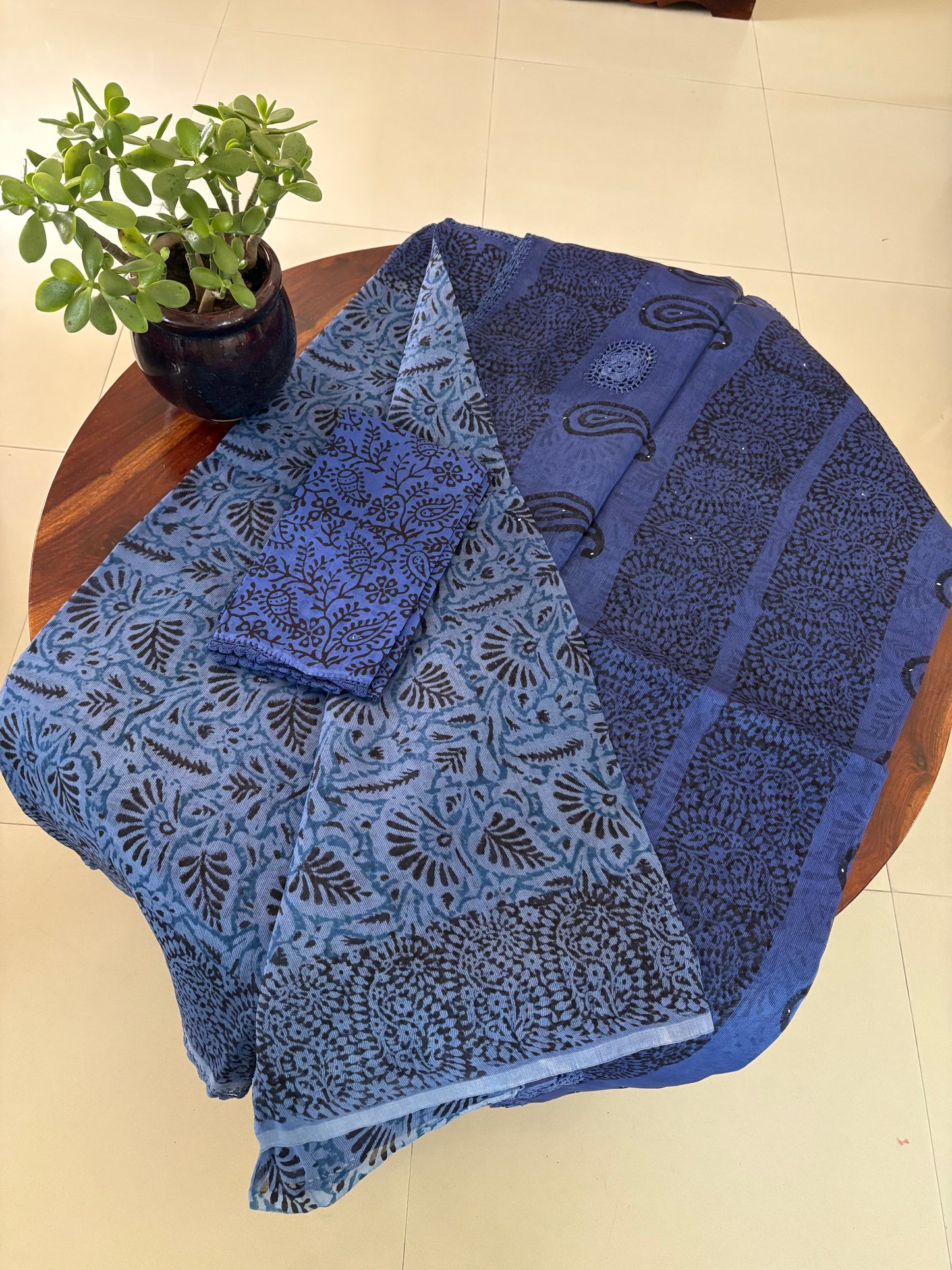 Kota crochet Handblock printed saree