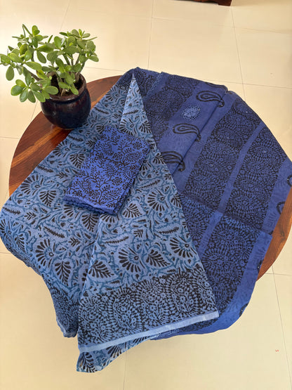 Kota crochet Handblock printed saree