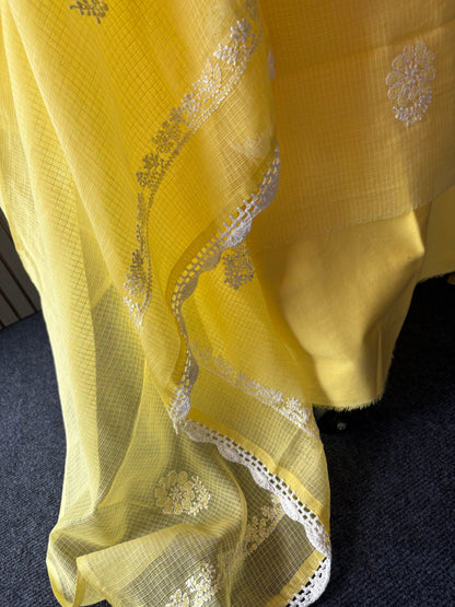 Chikankari unstitched three piece suit set