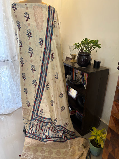 Ajrakh Dola silk top and dupatta set