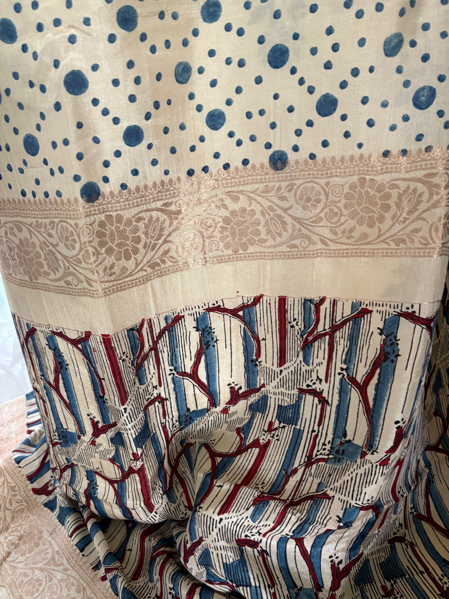 Ajrakh Dola silk top and dupatta set