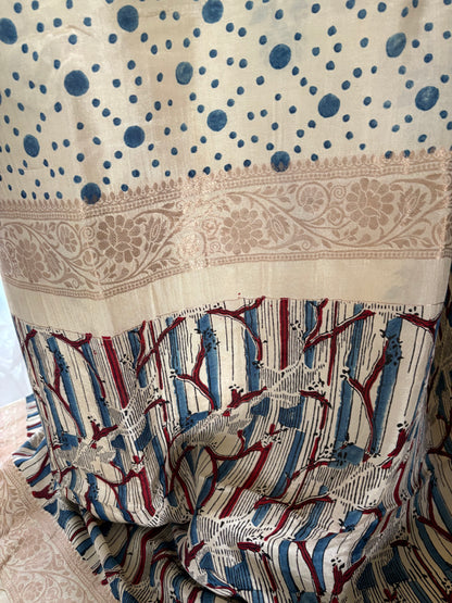 Ajrakh Dola silk top and dupatta set