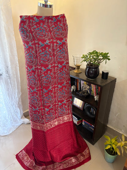 Ajrakh Dola silk top and dupatta set