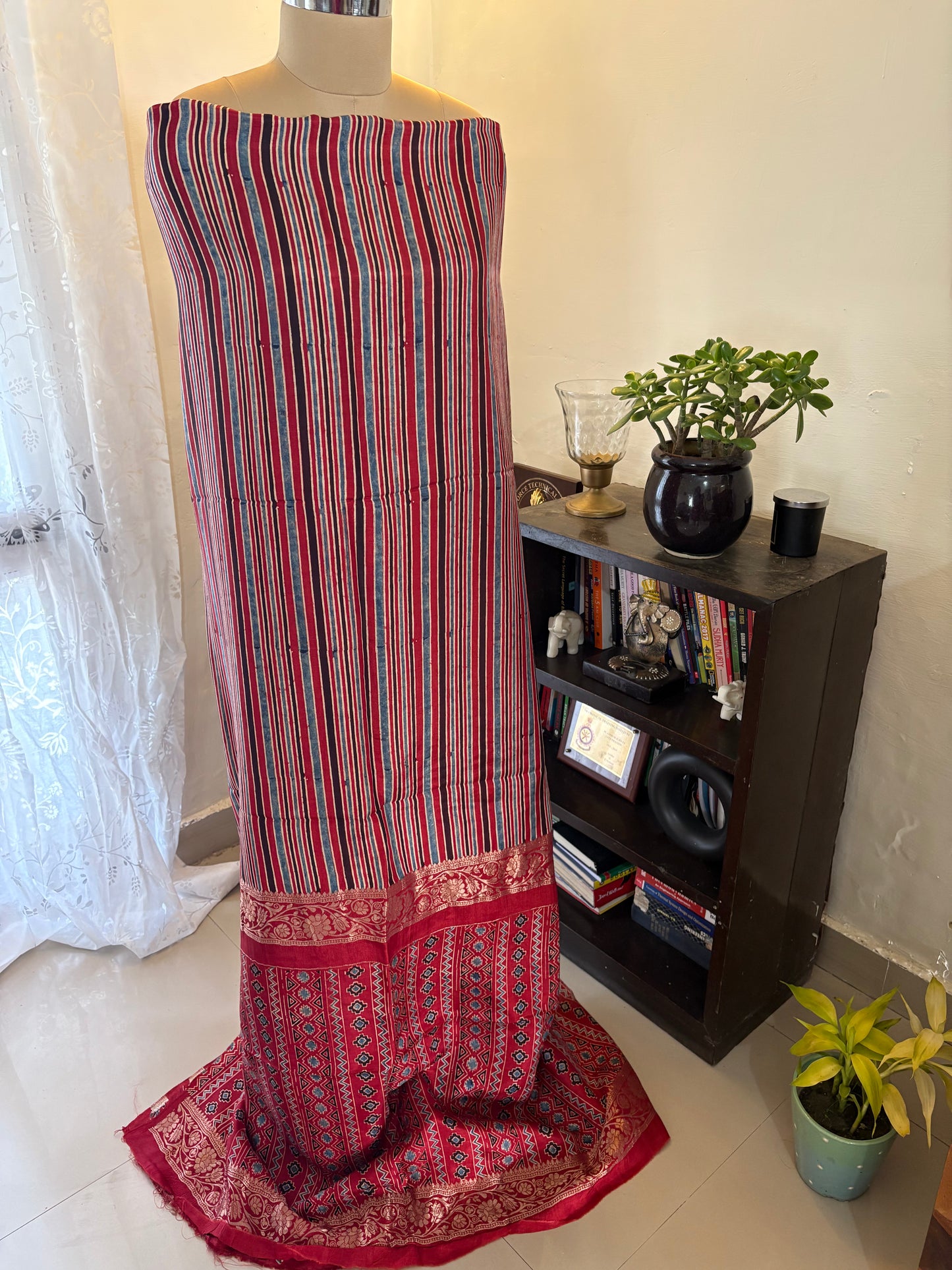 Ajrakh Dola silk top and dupatta set