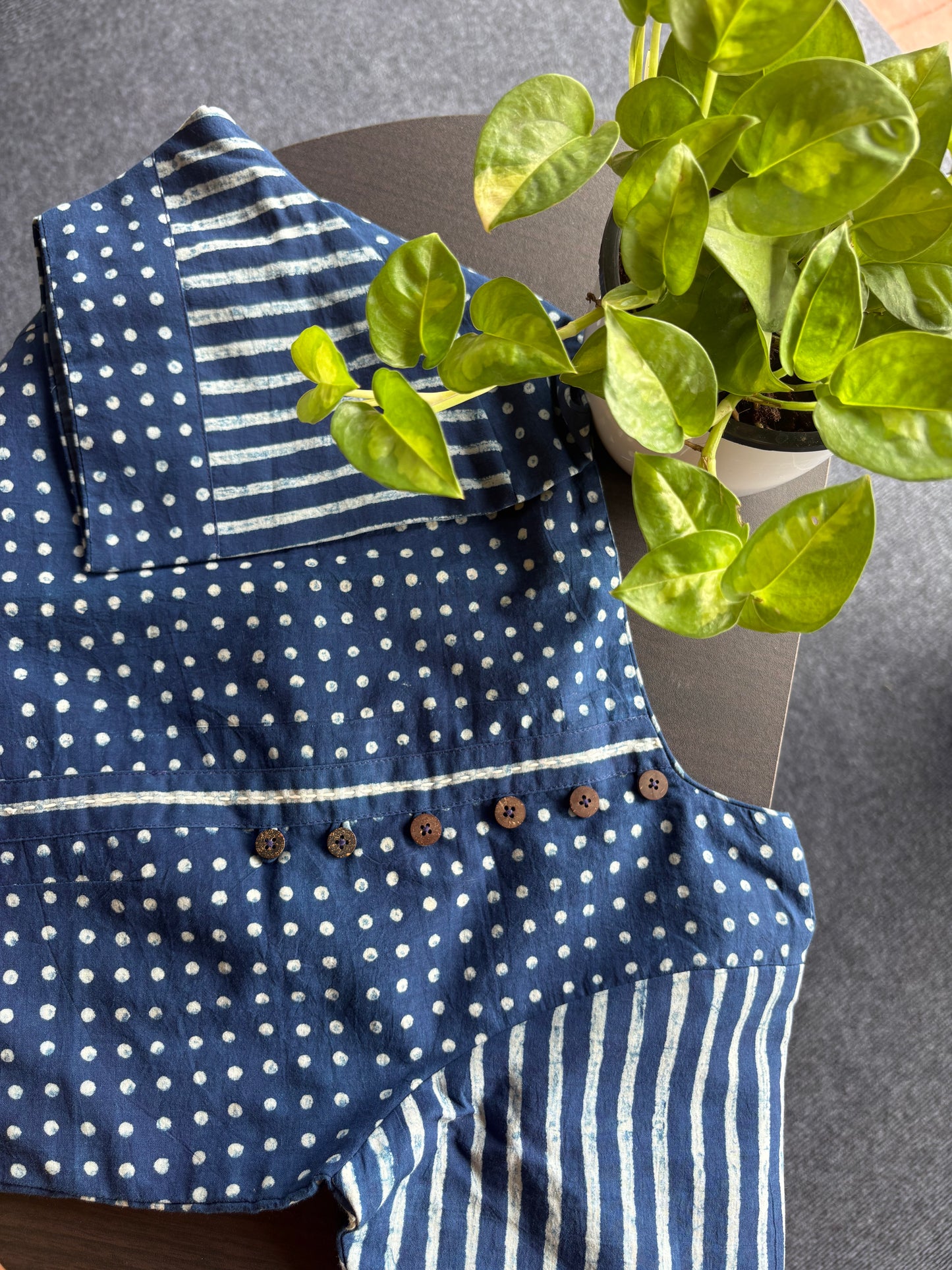 Ajrak block print cotton blouse