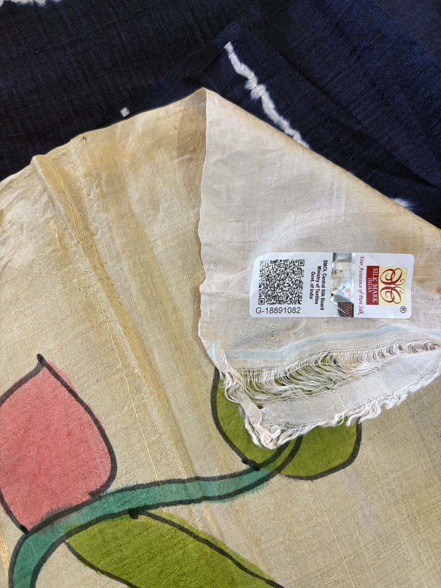 Bishnupuri pure 3 ply silk Shibori saree with Kalamkari print blouse and pallu