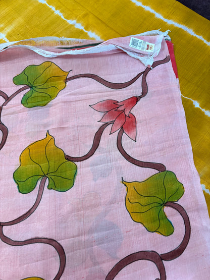 Bishnupuri pure 3 ply silk Shibori saree with Kalamkari print blouse and pallu
