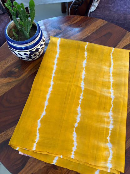 Bishnupuri pure 3 ply silk Shibori saree with Kalamkari print blouse and pallu