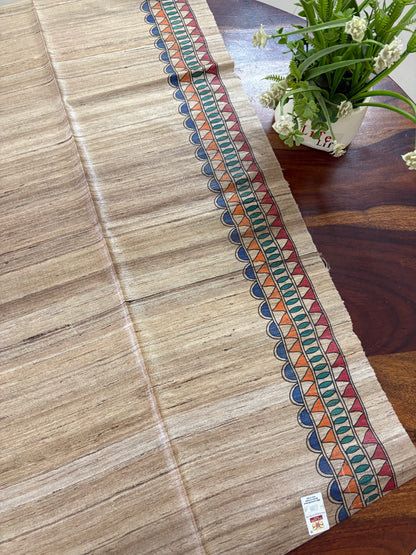 Madhubani hand painted on Gicha tussar silk saree