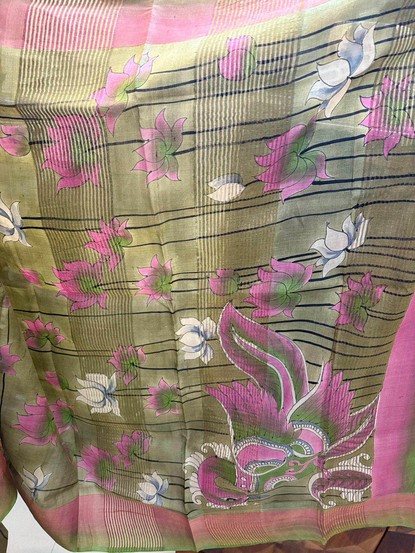 Pure Gicha by Gicha tussar silk hand painted saree