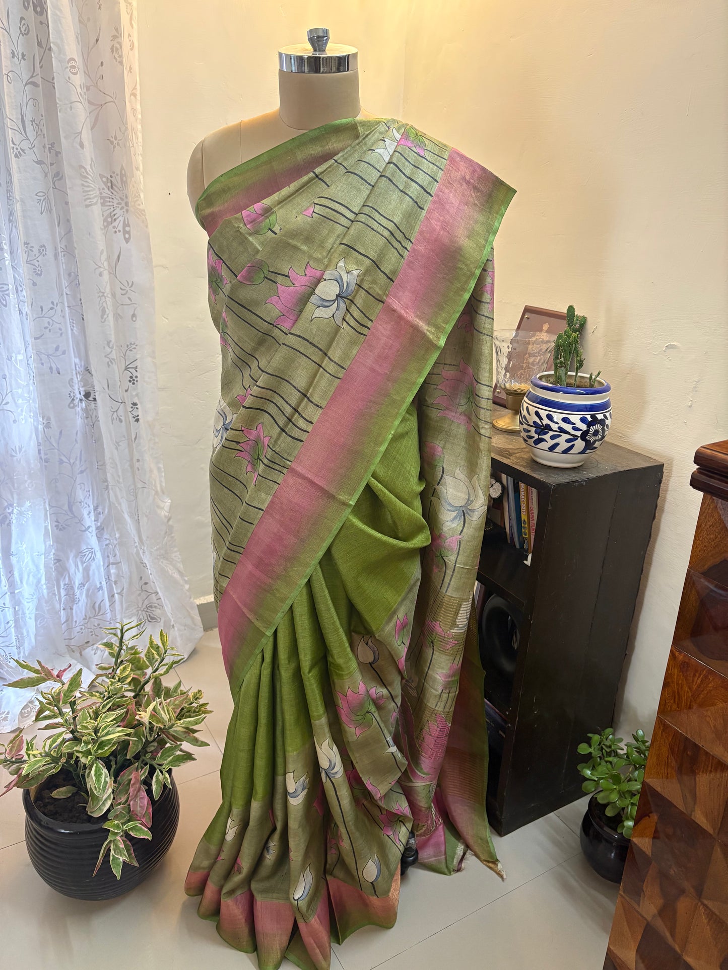 Pure Gicha by Gicha tussar silk hand painted saree
