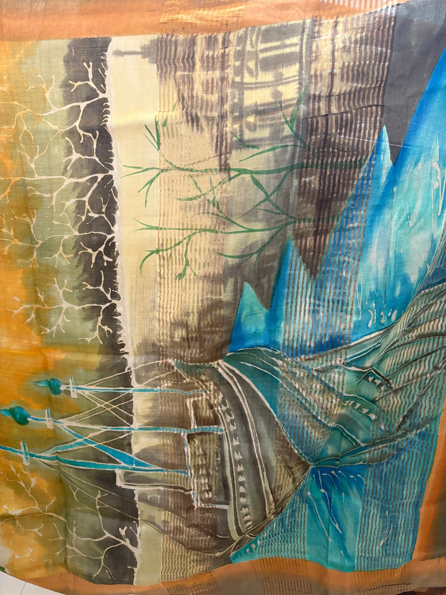 Pure Gicha by Gicha tussar silk hand painted saree