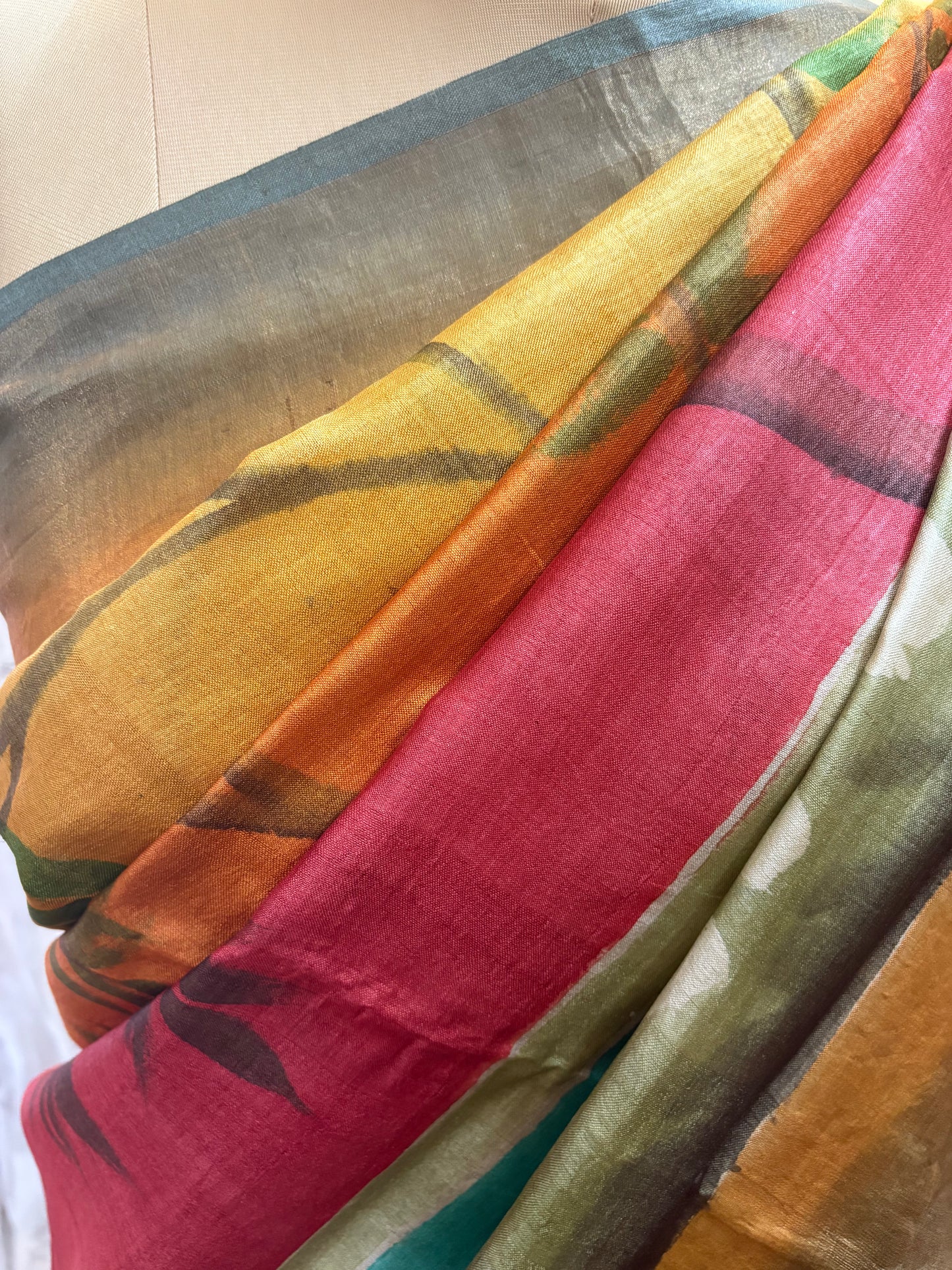 Pure Gicha by Gicha tussar silk hand painted saree
