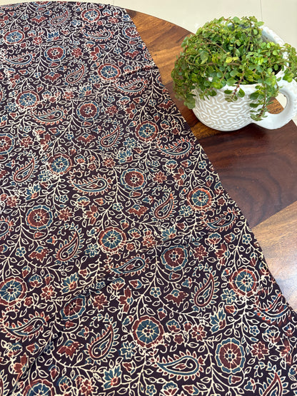 Ajrakh modal silk saree with mirror work