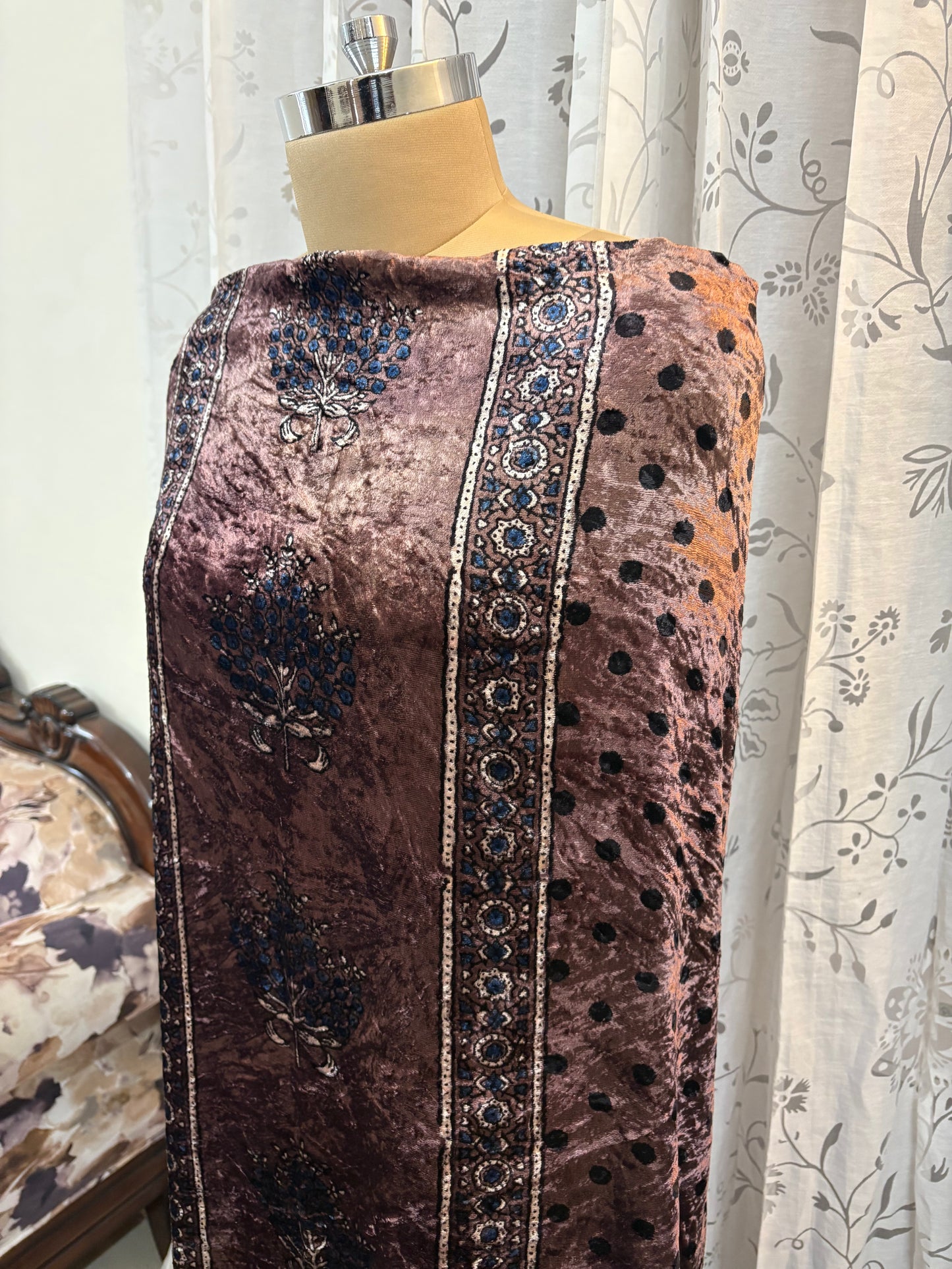 Ajrakh Velvet kurti Material