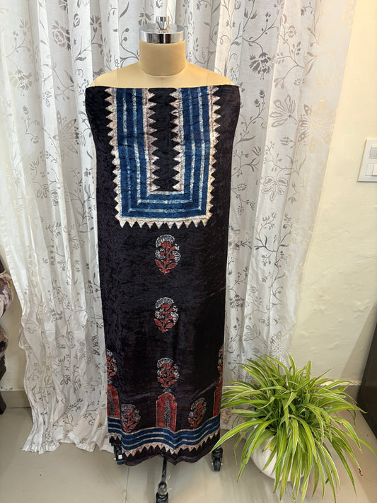 Ajrakh velvet Kurti material