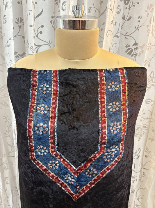 Ajrakh Velvet Kurti material
