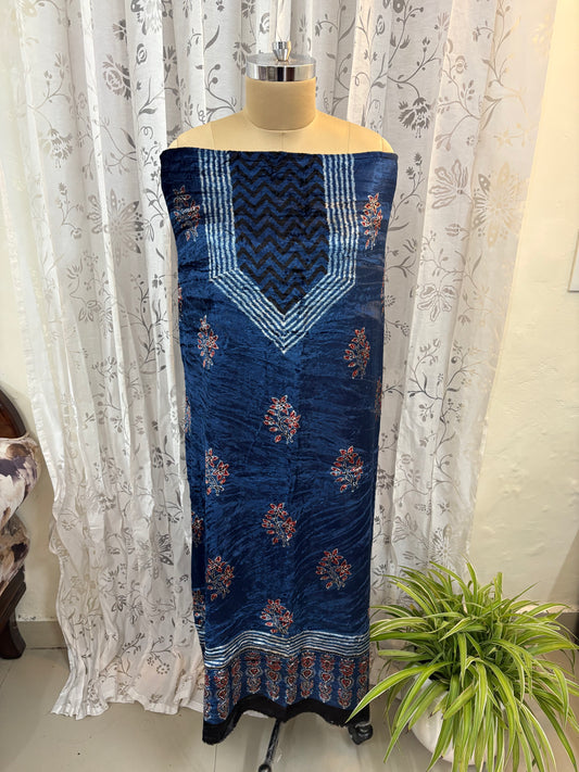 Ajrakh Velvet Kurti material