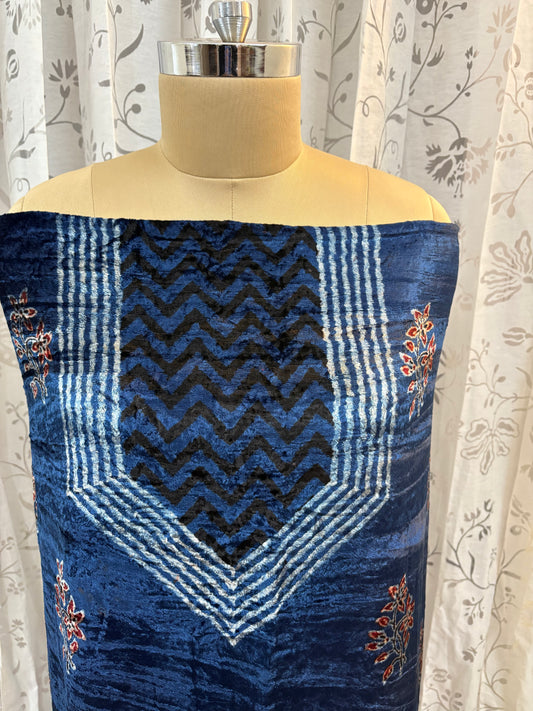 Ajrakh Velvet Kurti material
