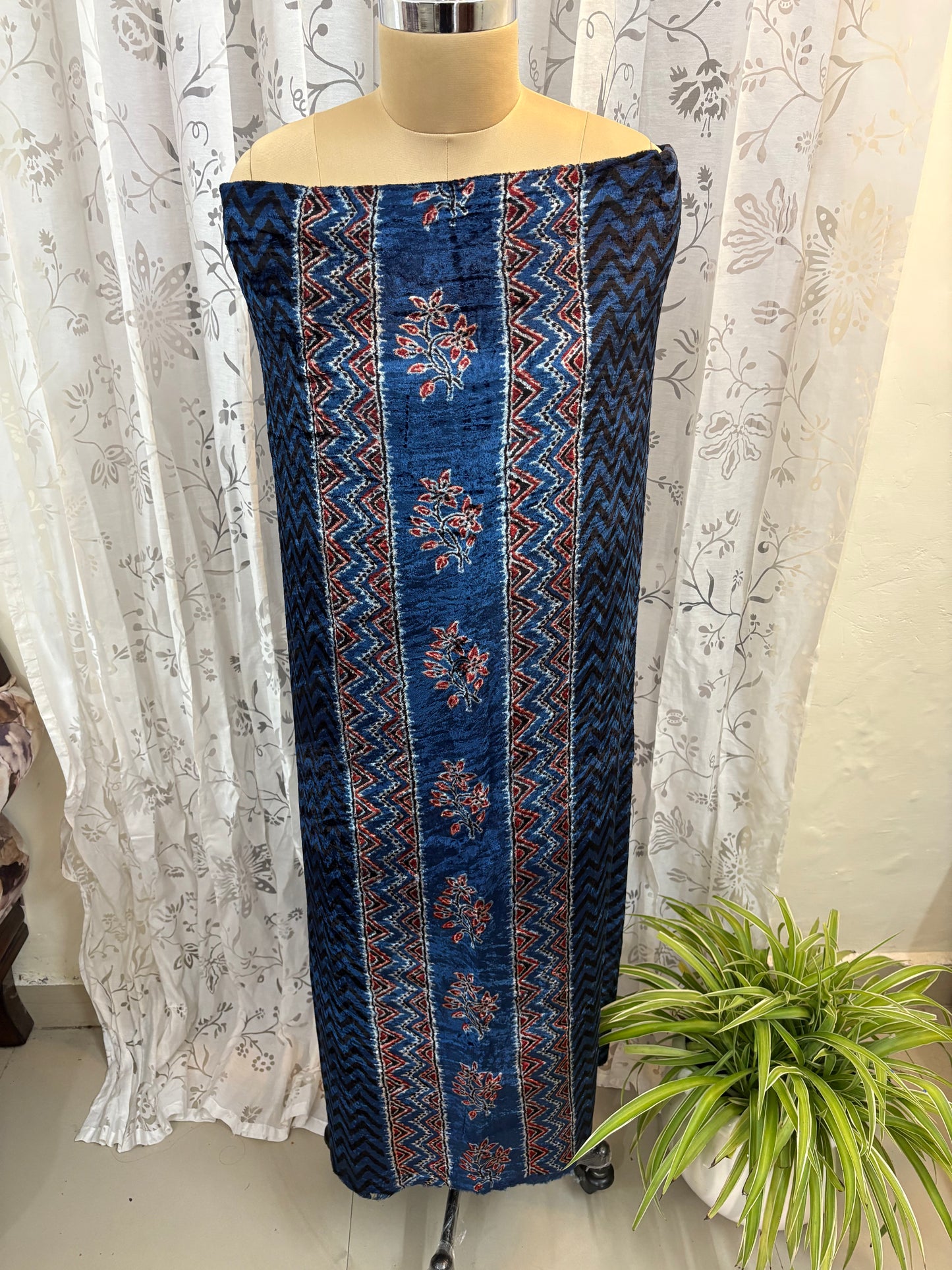 Ajrakh Velvet Kurti material