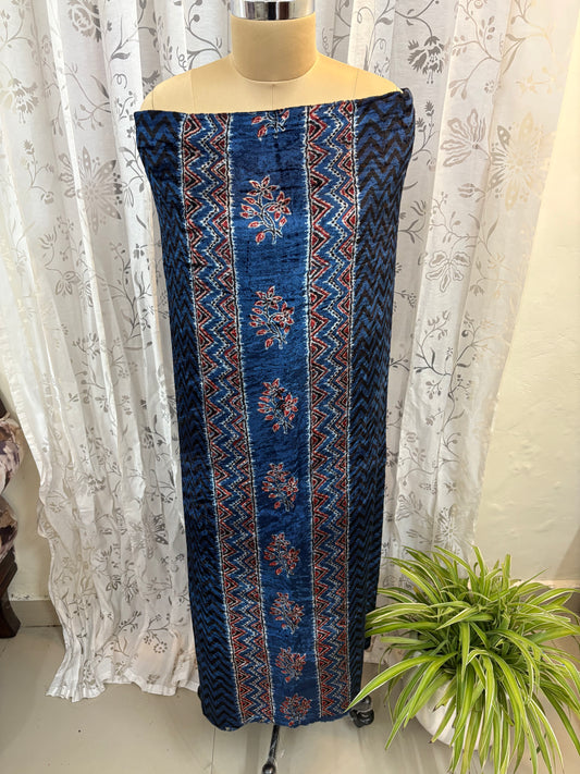 Ajrakh Velvet Kurti material