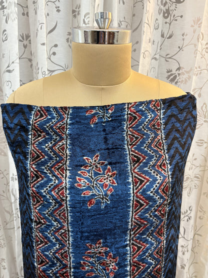Ajrakh Velvet Kurti material