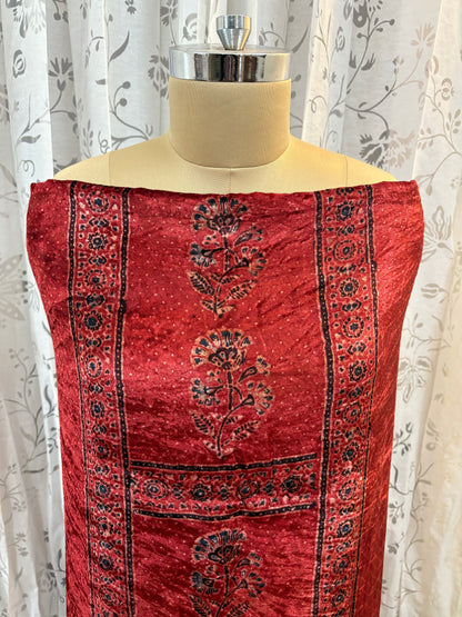 Ajrakh velvet Kurti material