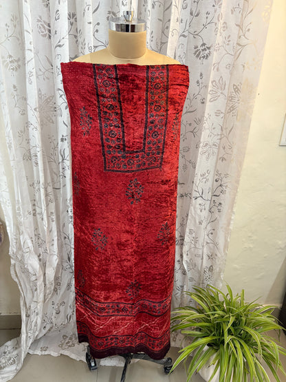 Ajrakh Velvet Kurti material
