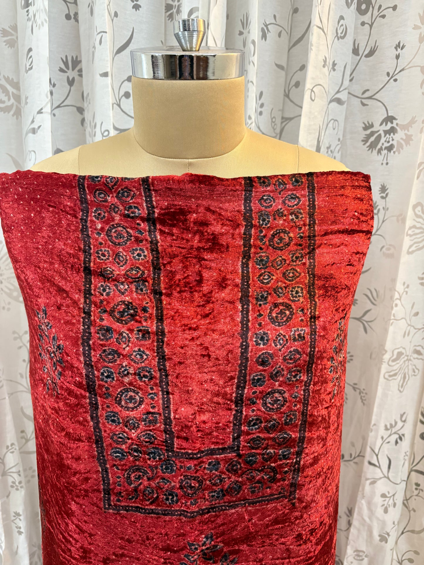 Ajrakh Velvet Kurti material
