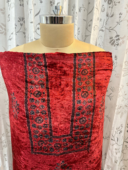 Ajrakh Velvet Kurti material