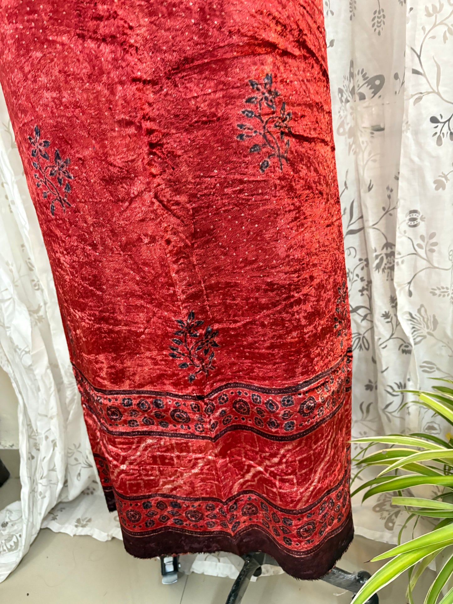 Ajrakh Velvet Kurti material