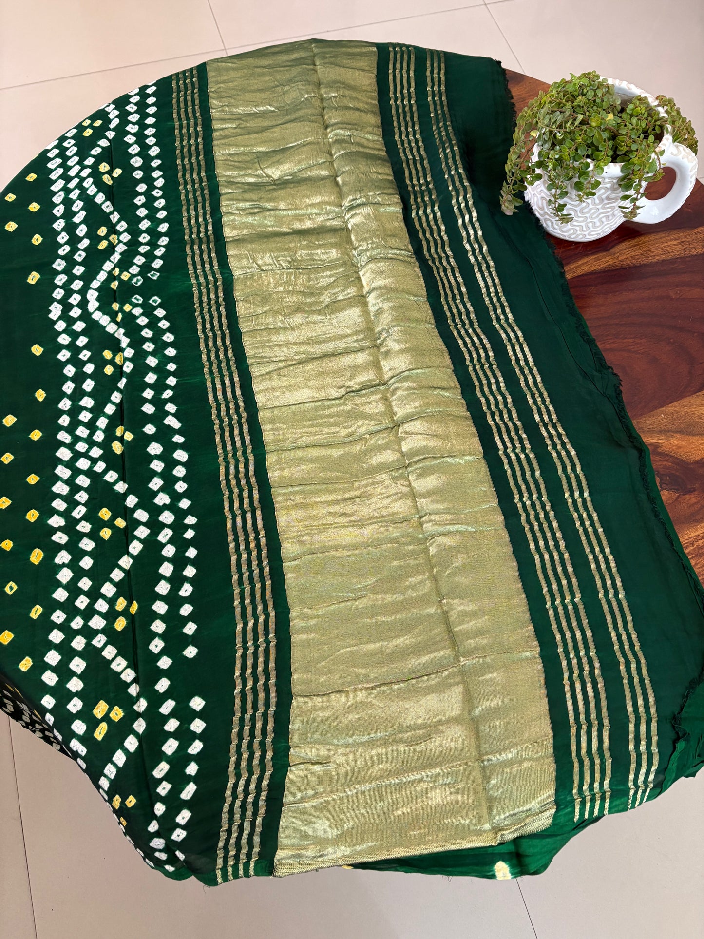 Bandhini modal silk saree ( hand tye and dye)