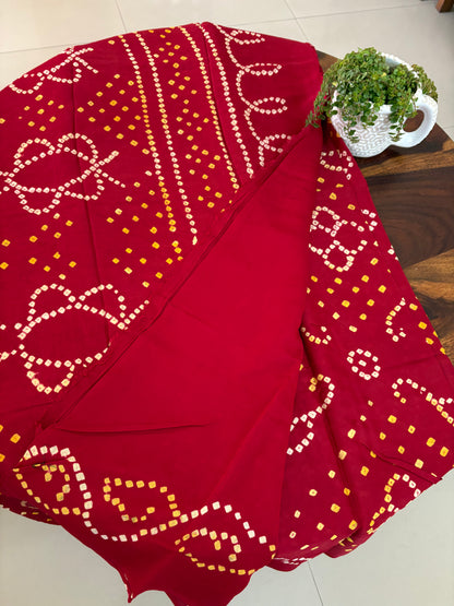 Bhandini Modal silk saree ( hand tye and dye)