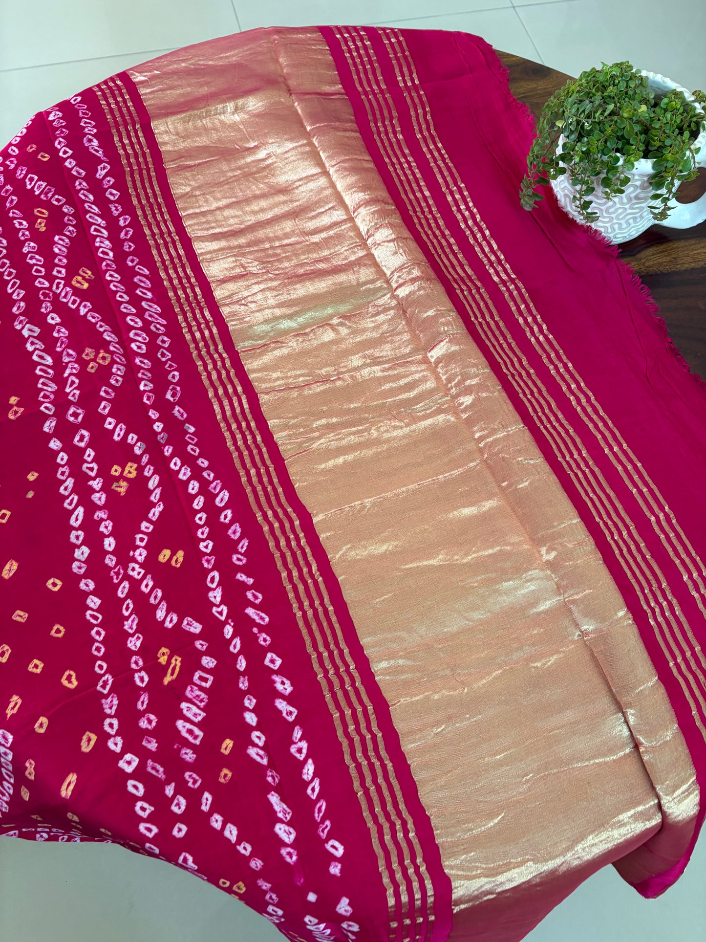 Bandhini modal silk saree ( hand tye and dye)