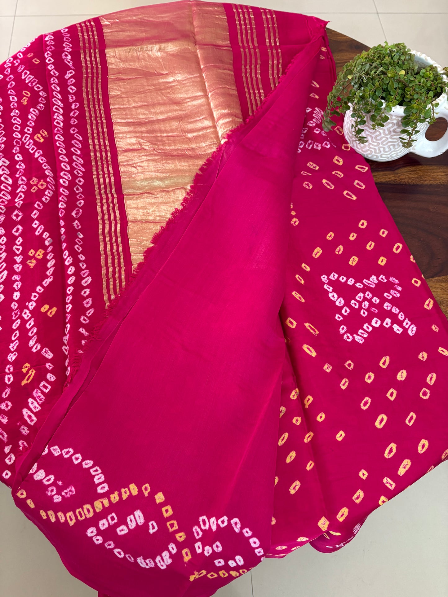 Bandhini modal silk saree ( hand tye and dye)